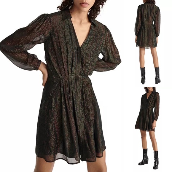 the kooples pleated mini dress The Kooples Sleeveless Mini Dress Pleated Skirt